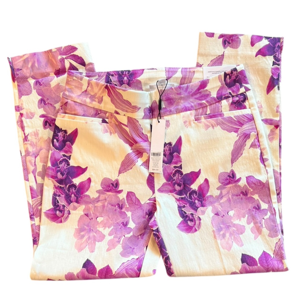 NWT CHICOS Women's Floral Wide-Leg Pants - Purple/Orchid